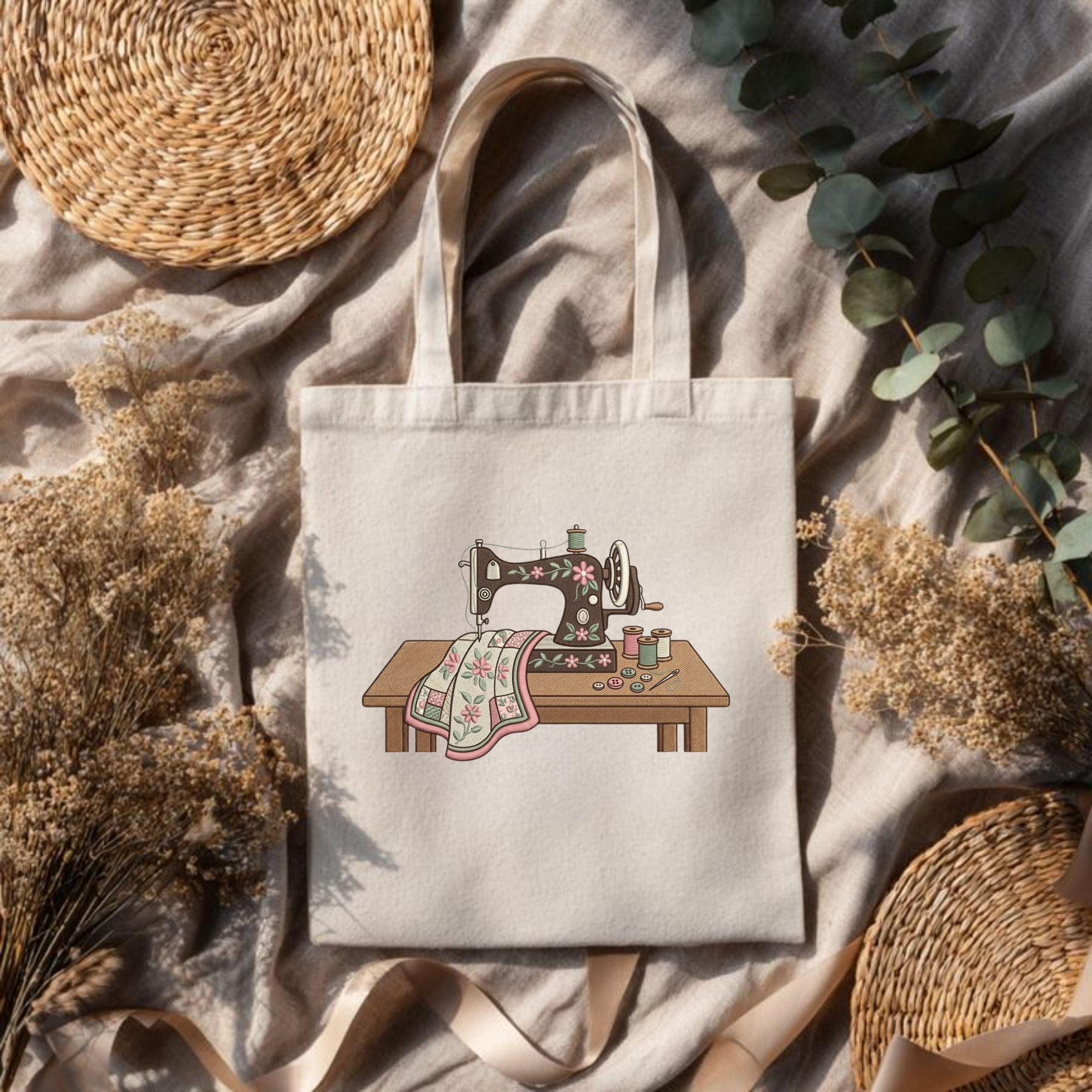 Vintage Sewing Machine Embroidery File Floral Sewing Design Tailor Craft Stitch Pattern Cottagecore Needlework Machine Embroidery File