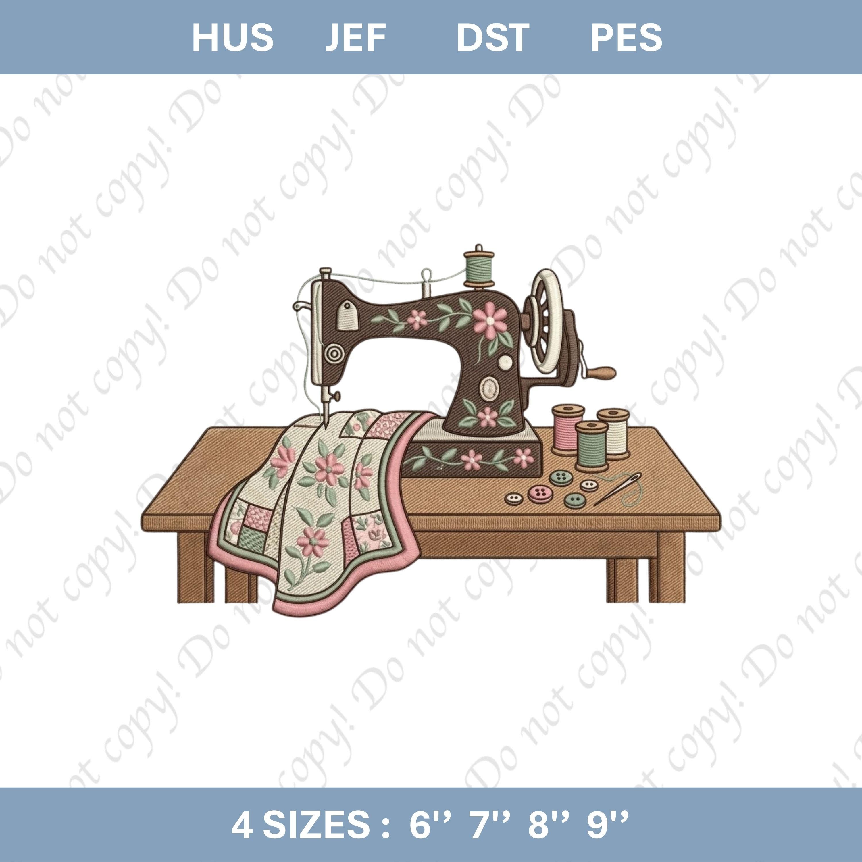 Vintage Sewing Machine Embroidery File Floral Sewing Design Tailor Craft Stitch Pattern Cottagecore Needlework Machine Embroidery File