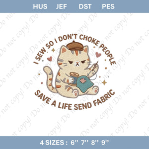 Funny Cat Sewing Machine Embroidery File Quilting Cat Design Sewing Lover Gift Cute Cat Pattern Machine Embroidery File For Crafters