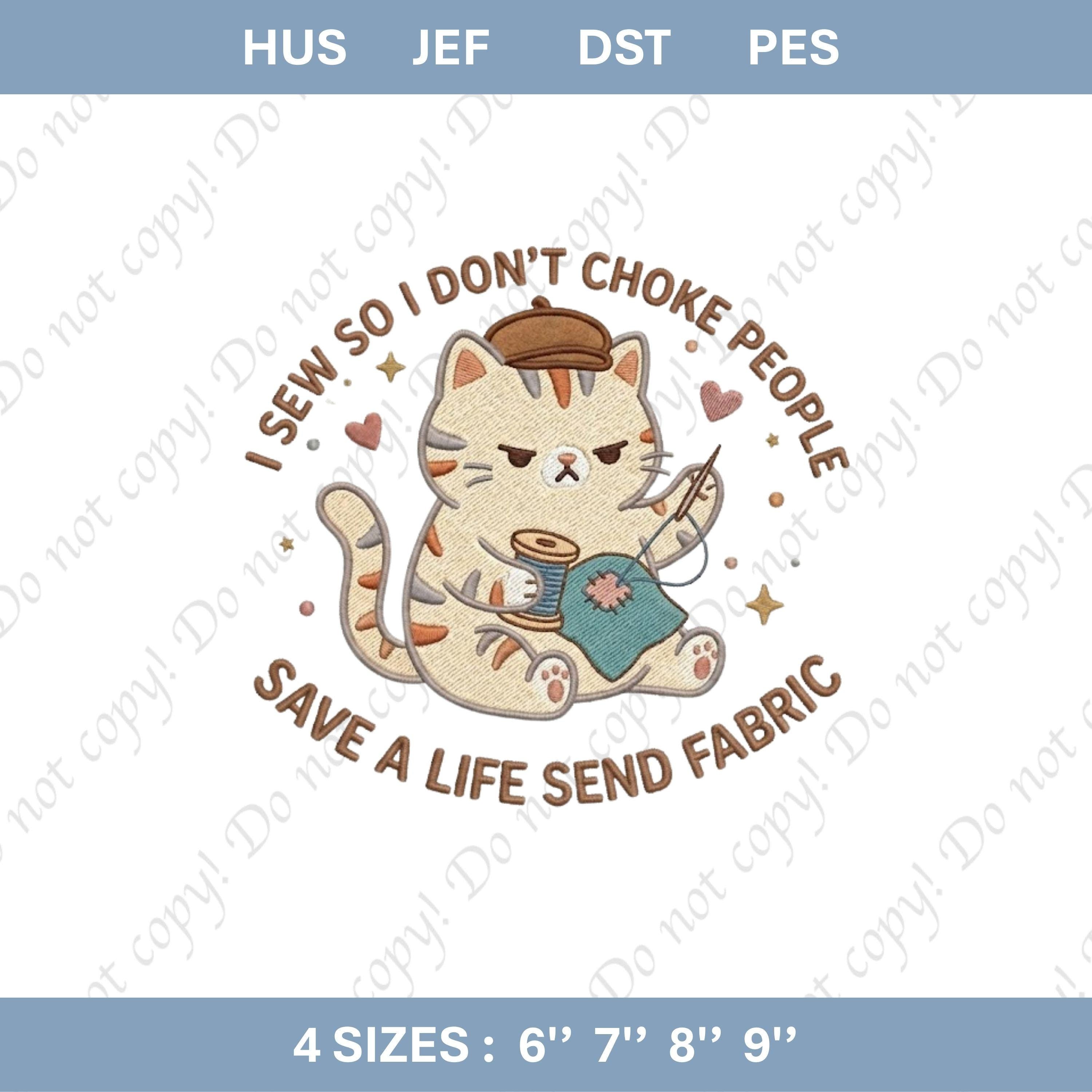 Funny Cat Sewing Machine Embroidery File Quilting Cat Design Sewing Lover Gift Cute Cat Pattern Machine Embroidery File For Crafters