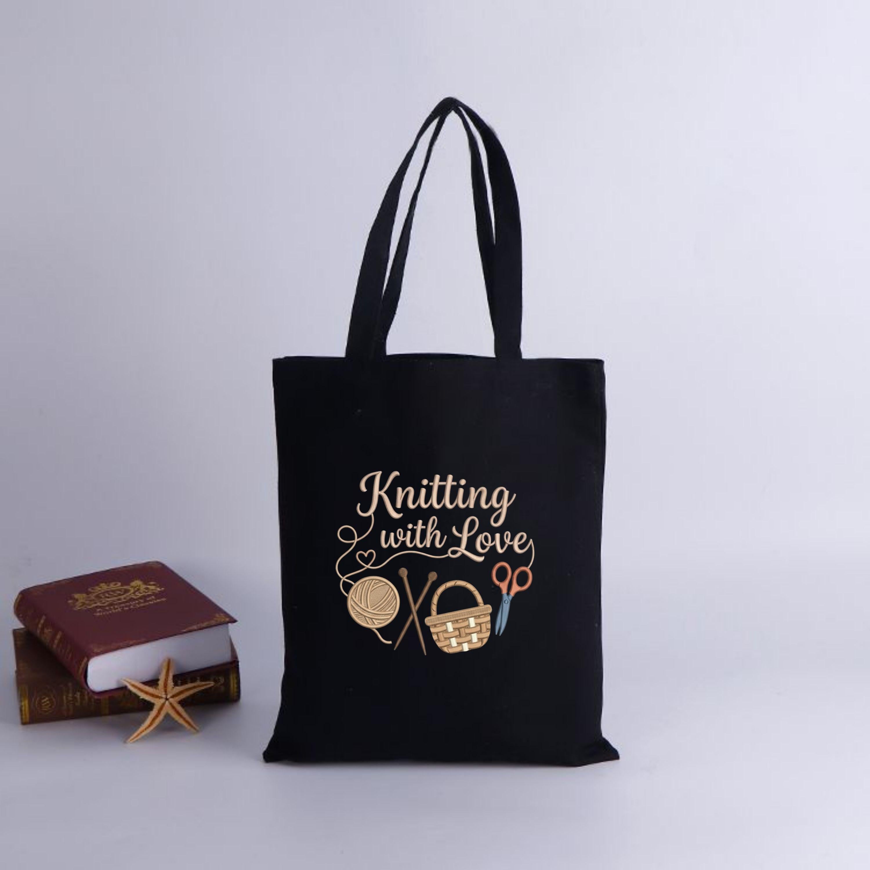 Knitting with Love Embroidery File: Yarn, Needles, Basket Design (Digital Download)