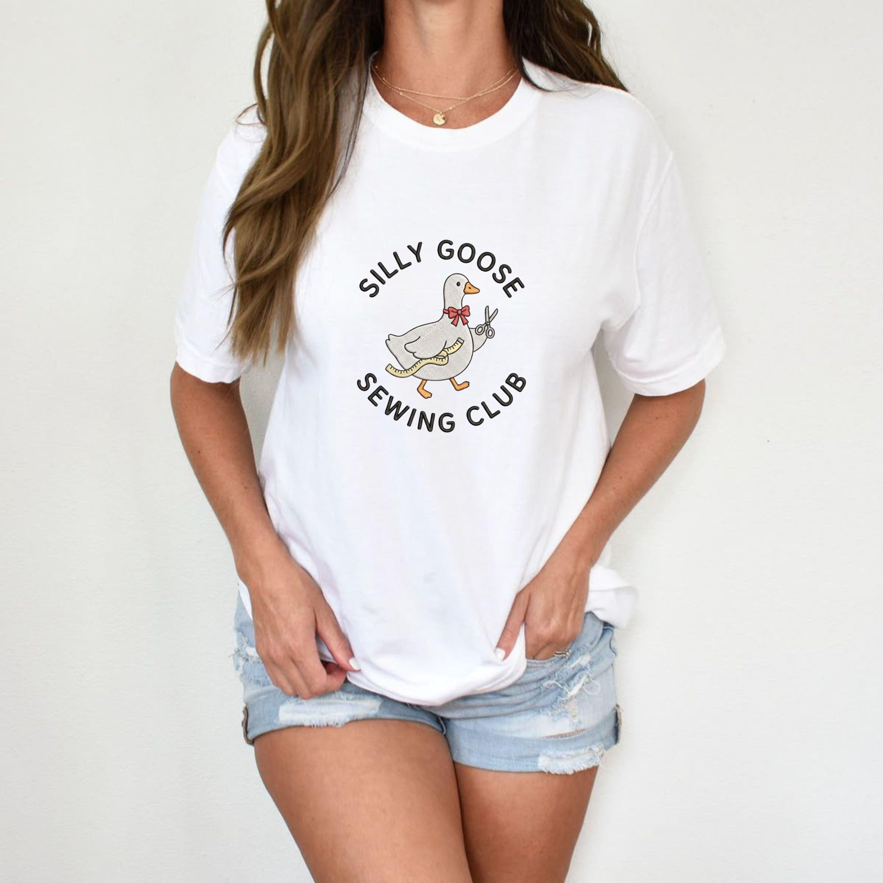 Silly Goose Sewing Club Embroidery File: Funny Tailor Goose Design (Digital Download)