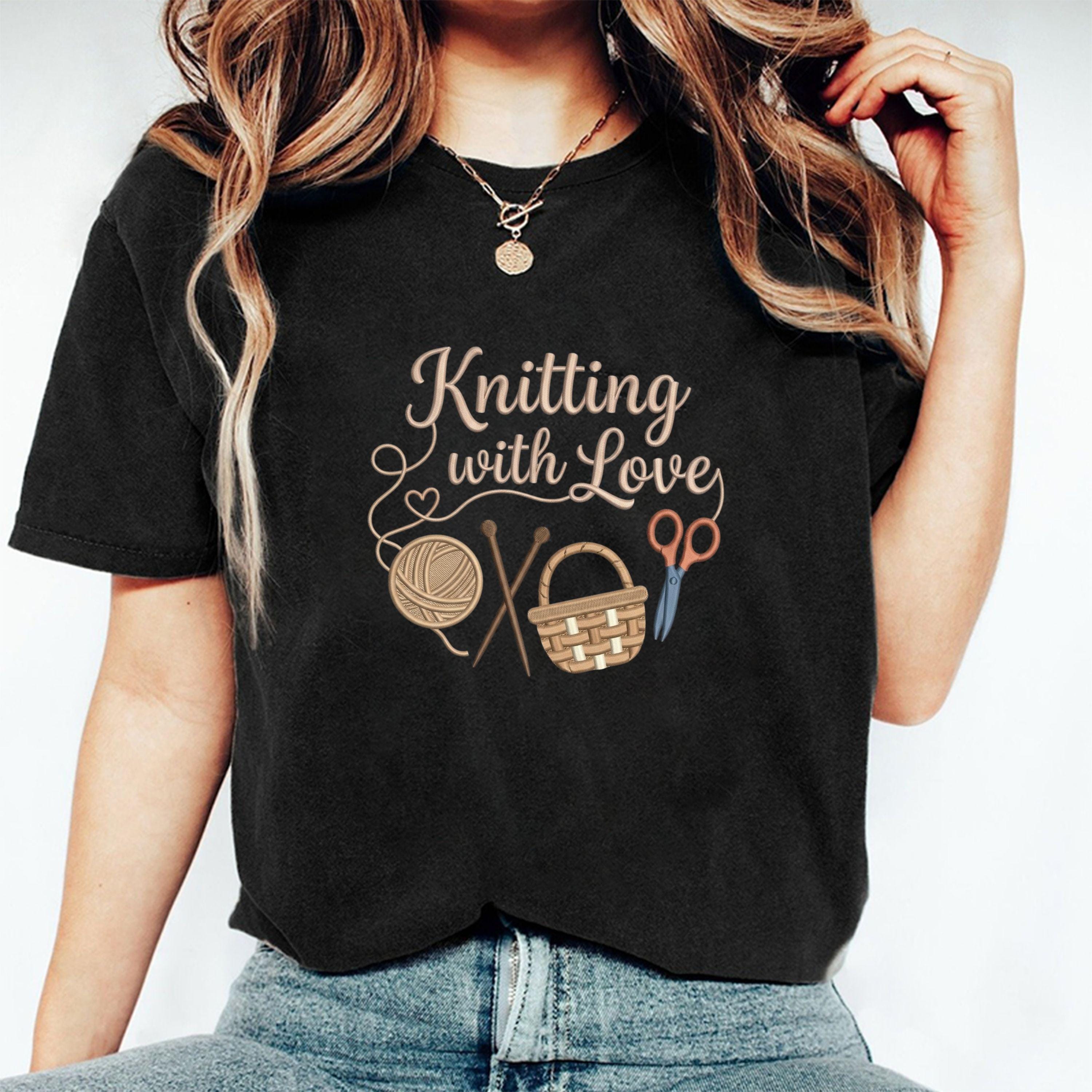 Knitting with Love Embroidery File: Yarn, Needles, Basket Design (Digital Download)