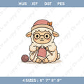 Sheep Knitting Embroidery File: Kawaii Lamb Yarn Design (Digital Download)