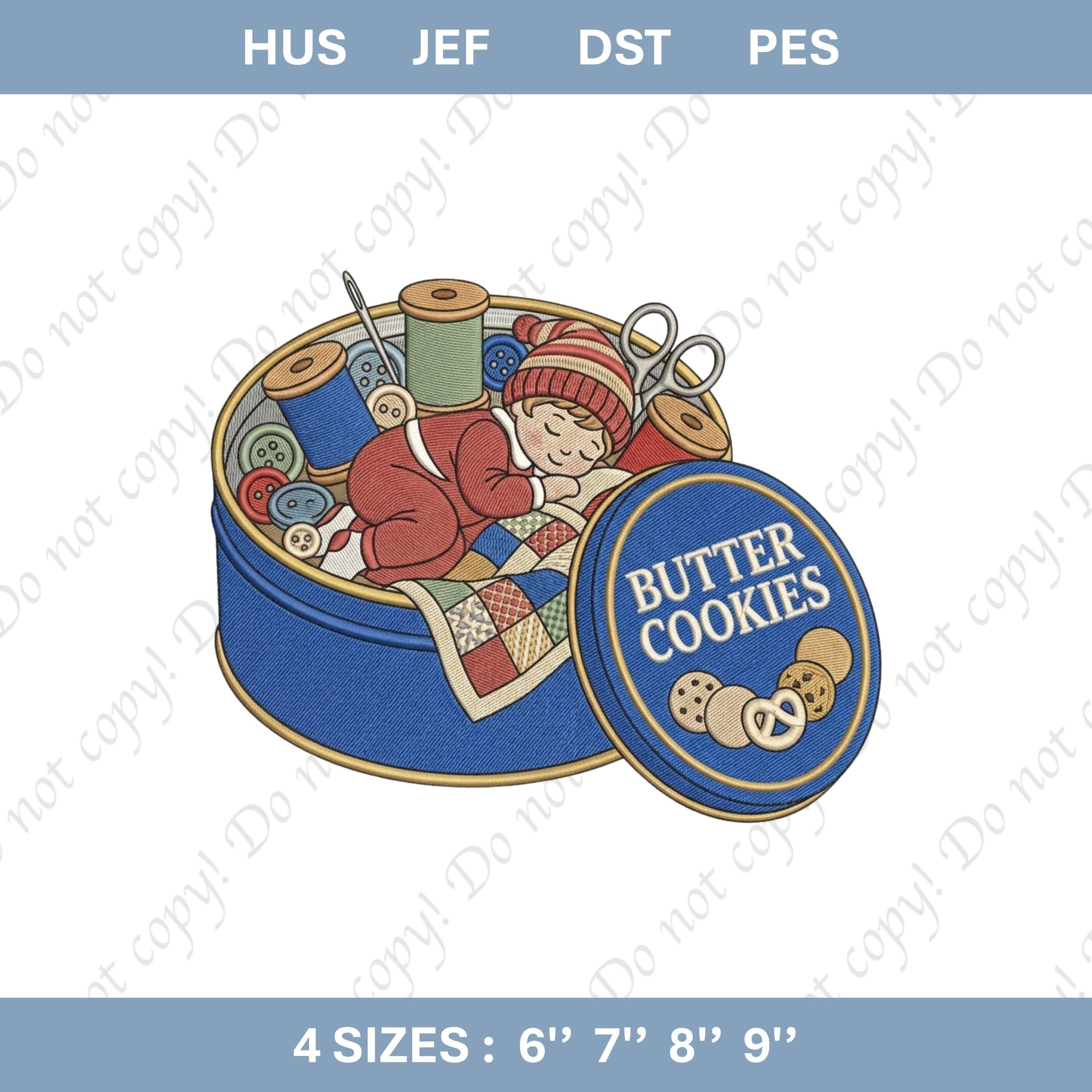 Butter Cookie Tin Sewing Kit Embroidery File (Digital Download)