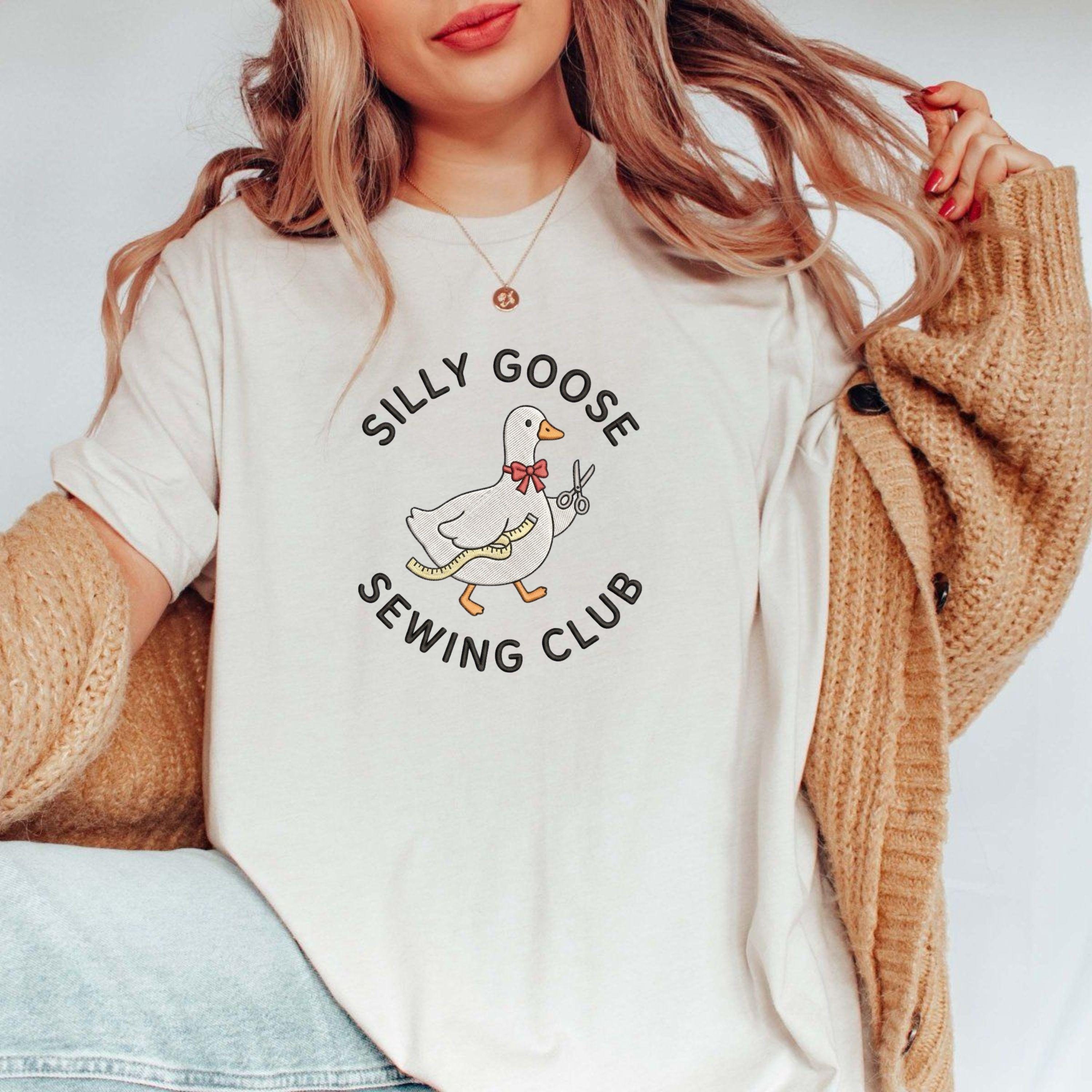 Silly Goose Sewing Club Embroidery File: Funny Tailor Goose Design (Digital Download)