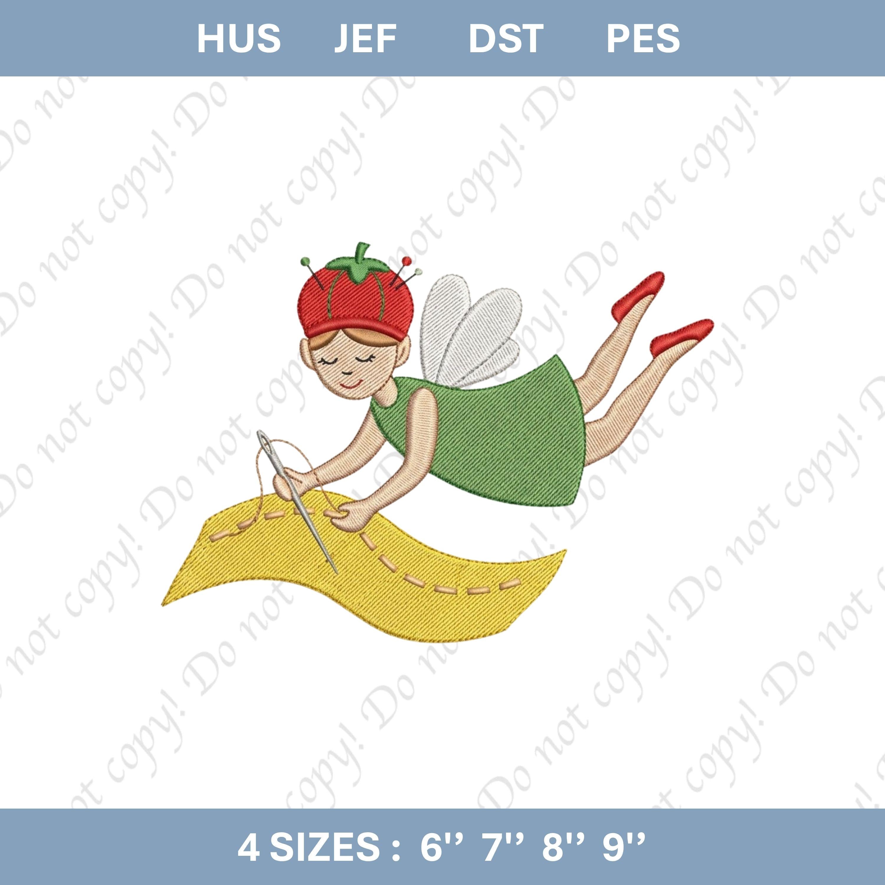 Tomato Pincushion Fairy Embroidery File: Whimsical Sewing Machine Pattern (Digital Download)