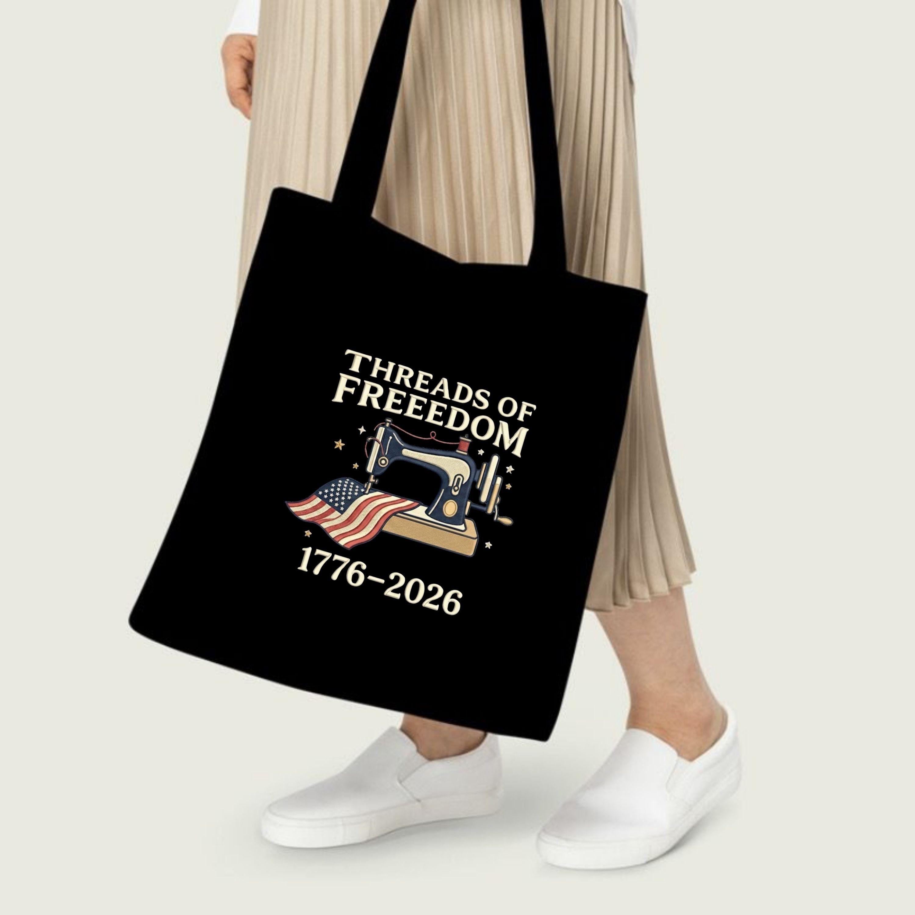 Threads of Freedom Embroidery File: USA 250th Anniversary American Flag Sewing Machine Design
