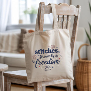 Stitches Fireworks and Freedom Embroidery File Patriotic Sewing Machine Quote Design Fourth of July Shirt Quilter Gift USA Style