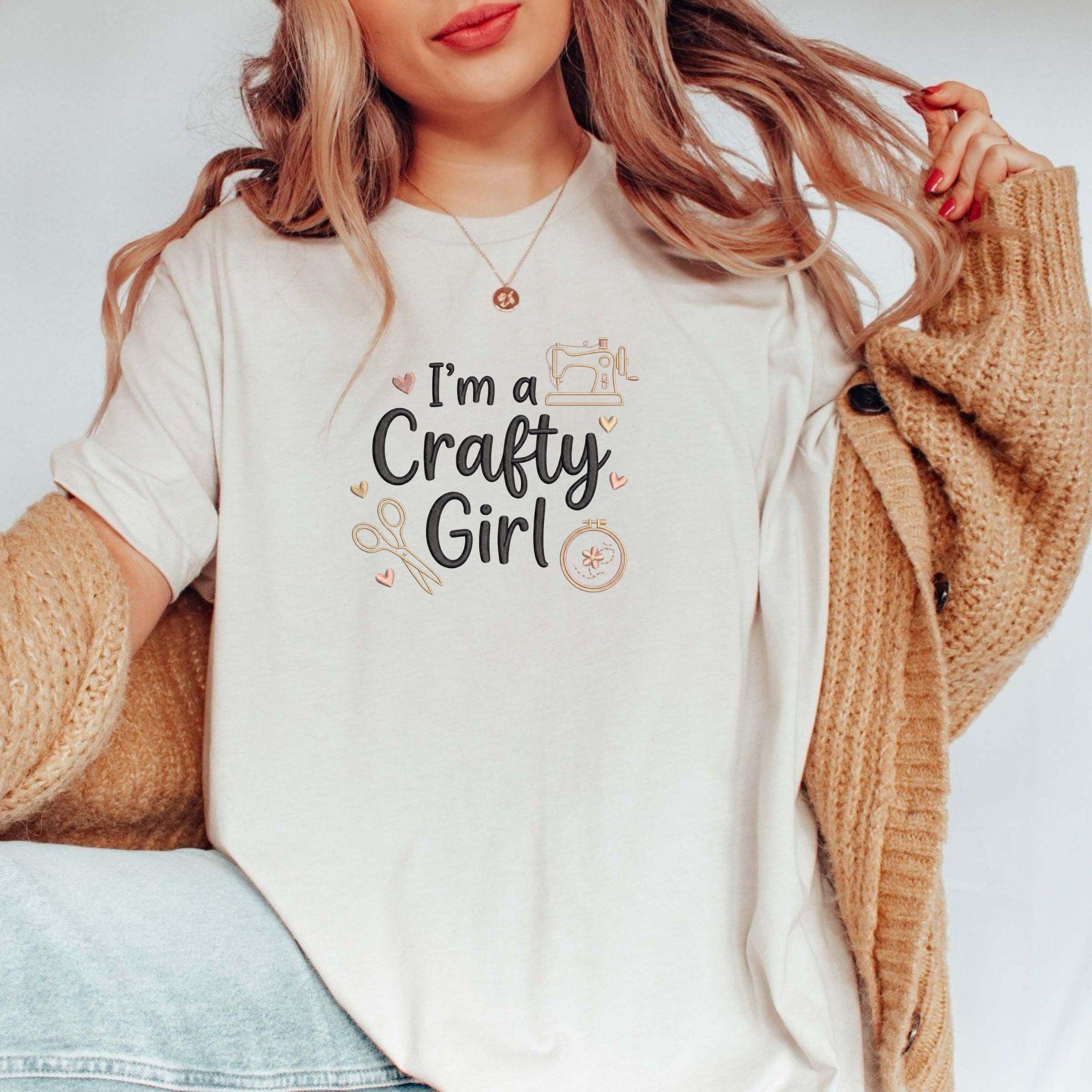 Crafty Girl Embroidery File: Sewing Machine, Scissors Design (Digital Download)