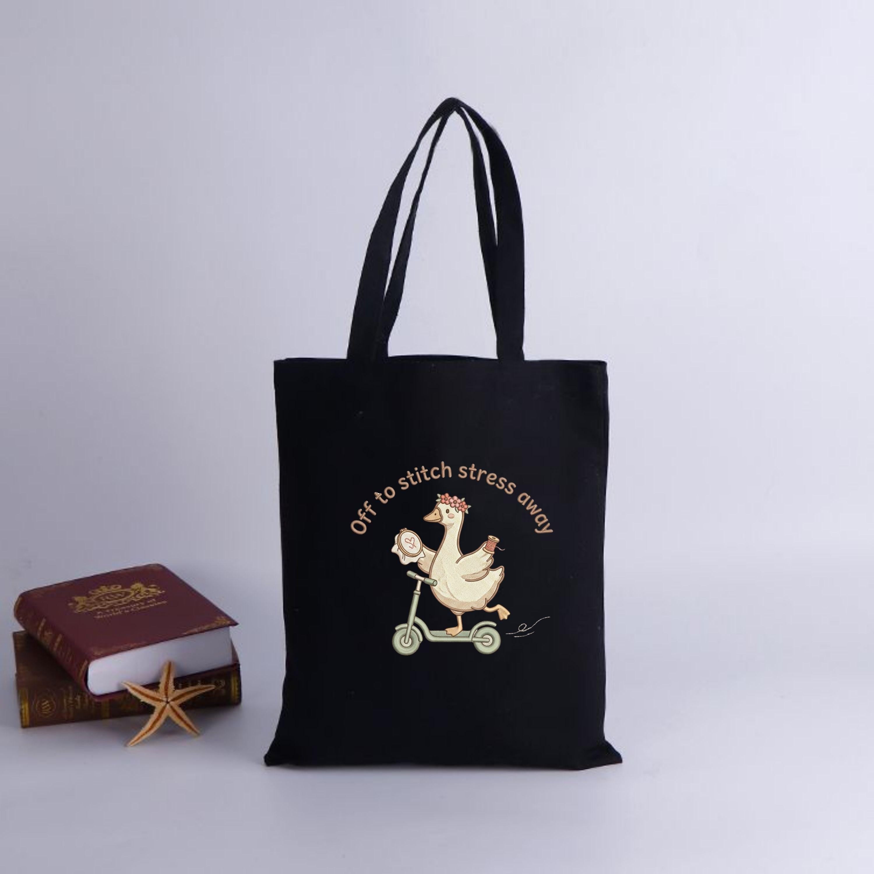 Goose Scooter Embroidery File: Funny Sewing Quote Design (Digital Download)